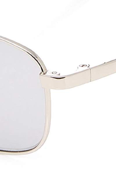 Shop Linda Farrow White Gold Titanium Aviator Sunglasses In Silver