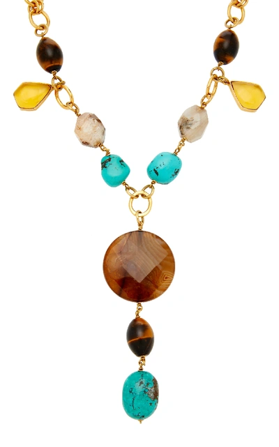 Shop Loulou De La Falaise 24k Gold-plated Multi-stone Necklace In Blue