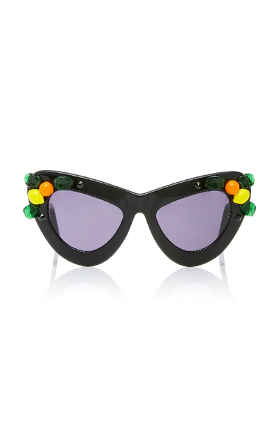 Shop A-morir Citrus Cocktail Sunglasses In Black