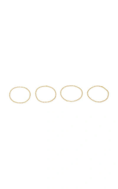 Shop Lil Milan Set-of-four Nude 9k Gold Rings