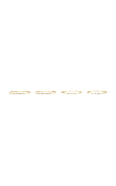 Shop Lil Milan Set-of-four Nude 9k Gold Rings