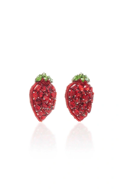 Shop Deepa Gurnani Strawberry Clip Earrings In Red