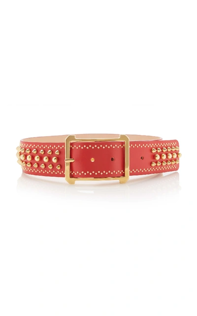 Shop Elie Saab Studded Waist Belt In Red