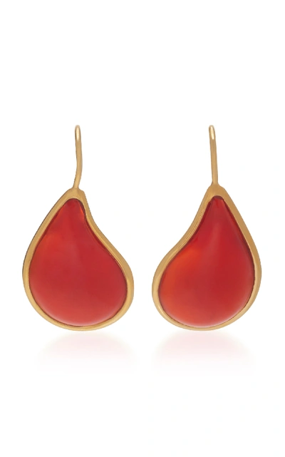 Shop Loulou De La Falaise 24k Gold-plated Stone Earrings In Red
