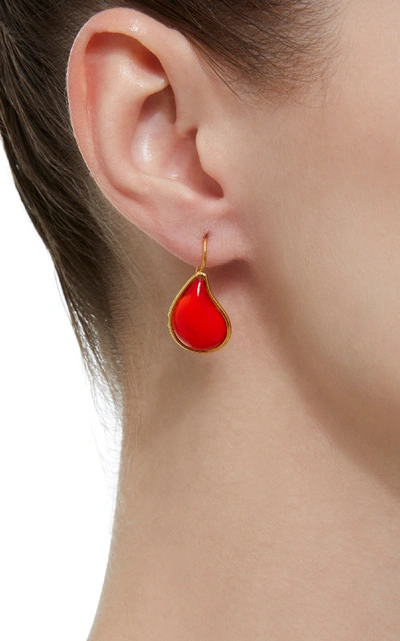 Shop Loulou De La Falaise 24k Gold-plated Stone Earrings In Red