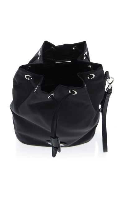 Shop Prada Vela Leather-trimmed Canvas Drawstring Backpack In Black