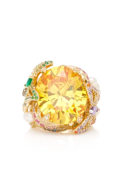 Shop Anabela Chan Citrine Swallowtail Ring In Yellow