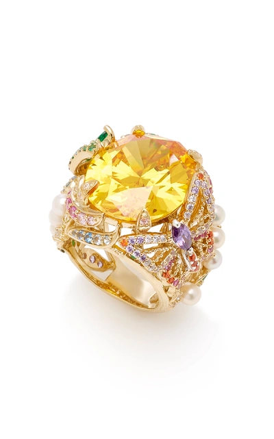 Shop Anabela Chan Citrine Swallowtail Ring In Yellow