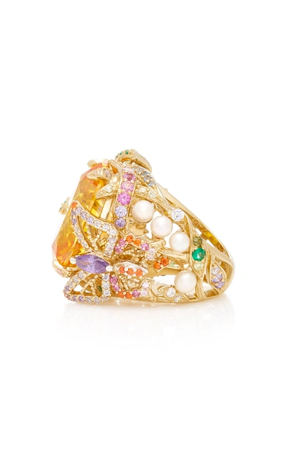 Shop Anabela Chan Citrine Swallowtail Ring In Yellow