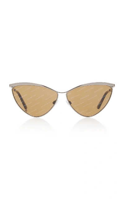 Shop Balenciaga Cat-eye Metal Sunglasses In Brown