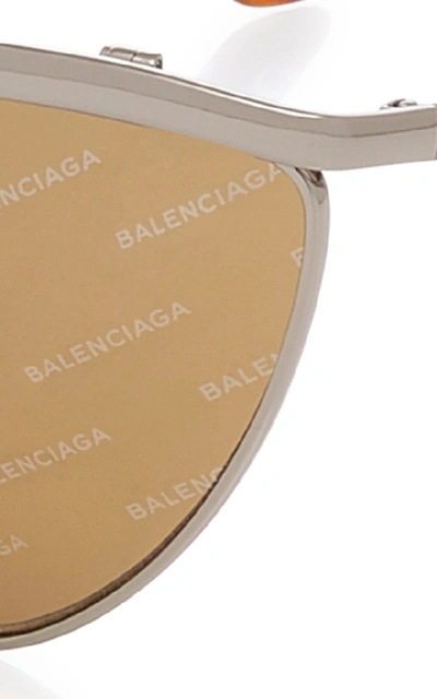 Shop Balenciaga Cat-eye Metal Sunglasses In Brown