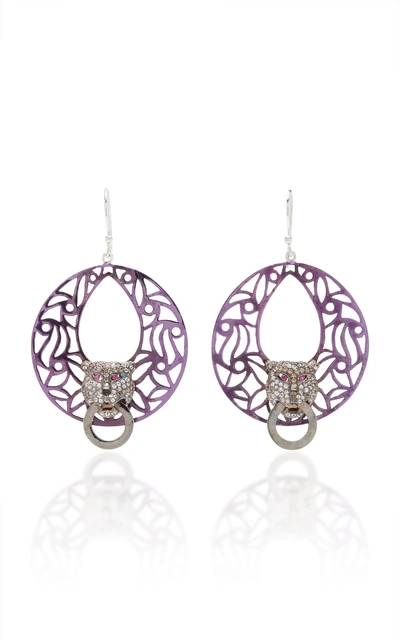 Shop Wendy Yue One-of-a-kind Black Pearl Earrings In Purple