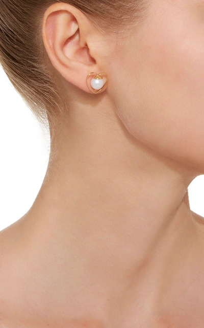 Shop Gigi & Joux Heart Pearl Earrings In Gold