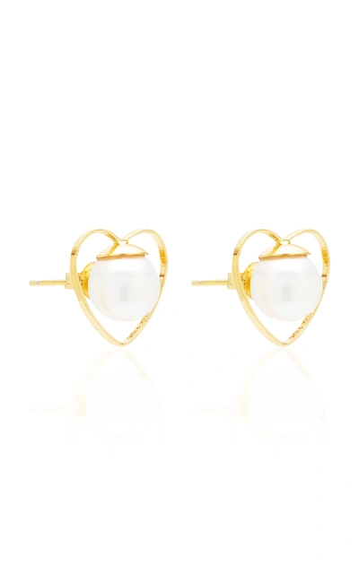 Shop Gigi & Joux Heart Pearl Earrings In Gold