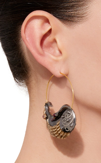 Shop Sylvie Corbelin One-of-a-kind Large Swan Hoops In Silver