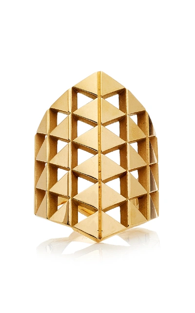 Shop Melissa Kaye Chloe Shield Ring In Gold