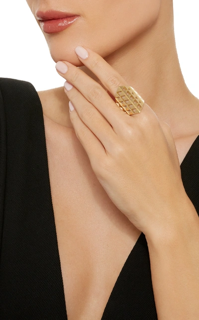 Shop Melissa Kaye Chloe Shield Ring In Gold