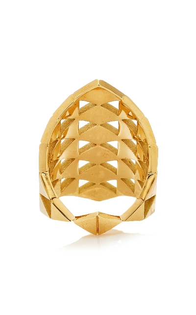 Shop Melissa Kaye Chloe Shield Ring In Gold
