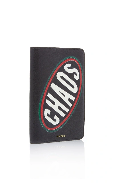 Shop Chaos Exclusive Printed Leather Passport Cover In Black