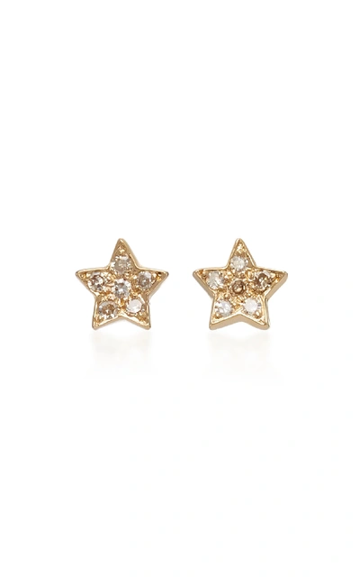 Shop She Bee 14k Gold Diamond Star Stud Earrings