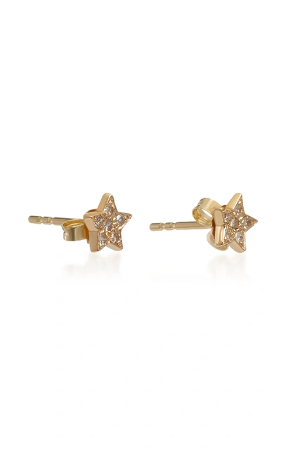 Shop She Bee 14k Gold Diamond Star Stud Earrings