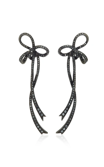 Shop Colette Jewelry Large Bow 18k Black Gold Diamond Earrings