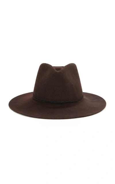 Shop Janessa Leone Kurt Wool Fedora In Brown