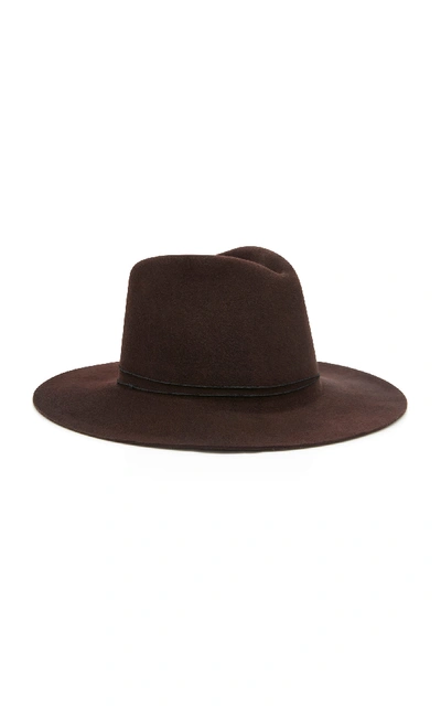 Shop Janessa Leone Kurt Wool Fedora In Brown