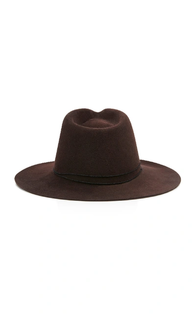 Shop Janessa Leone Kurt Wool Fedora In Brown