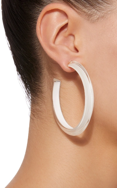 Shop Alison Lou Medium Jelly Lucite Hoop Earrings In White