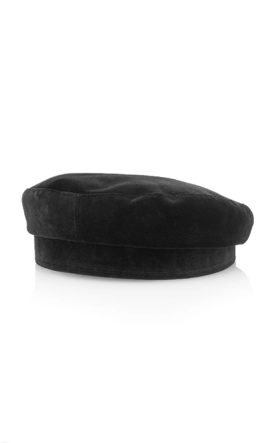 Shop Janessa Leone Ivette Velvet Cap In Black