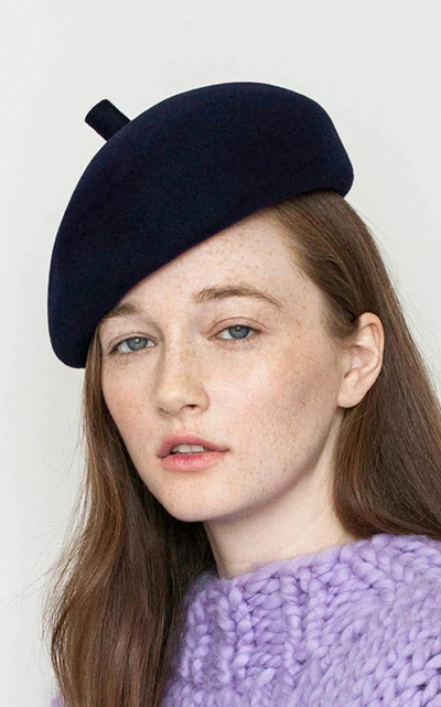 Shop Lola Hats Frenchy Beret In Navy