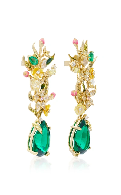 Shop Anabela Chan Women's Exclusive Posie 18k Yellow Gold Multi-stone Earrings In Green