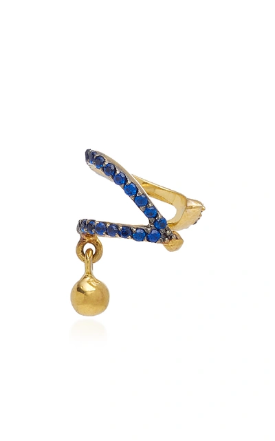 Shop Joanna Laura Constantine Set Of Three Criss-cross Gold-plated Brass And Cubic Zirconia Earrings In Blue
