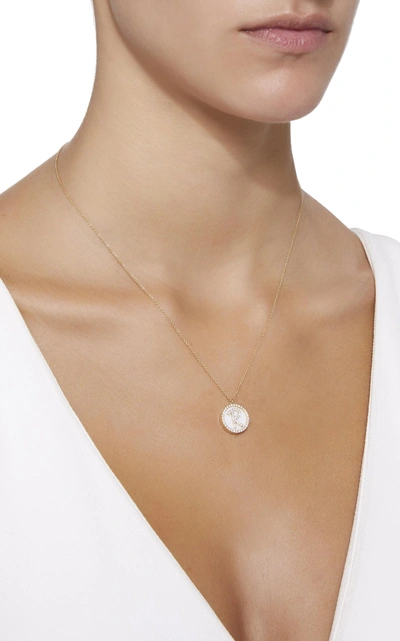 Shop Noush Jewelry Treasure Disk Agate Roman Initial Necklace In White