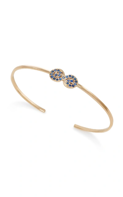 Shop She Bee 14k Yellow Gold And Sapphire Figure 8 Cuff In Blue