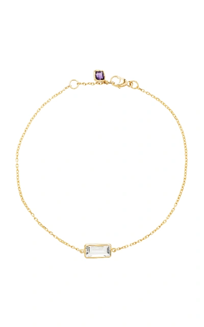 Shop Yi Collection 18k Gold White Topaz And Amethyst Bracelet In Purple