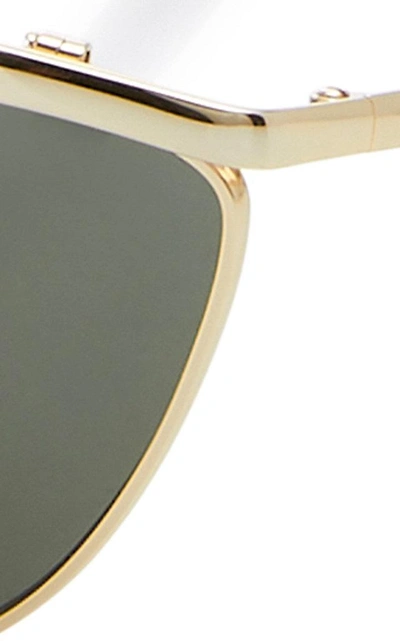 Shop Balenciaga Cat-eye Metal Sunglasses In Green