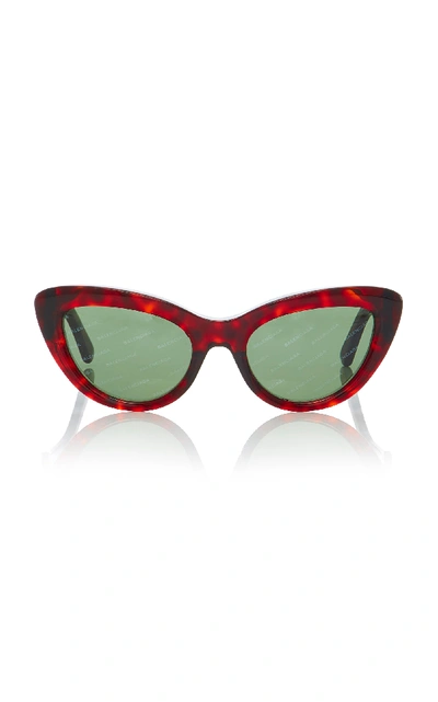 Shop Balenciaga Tortoiseshell Acetate Sunglasses In Red