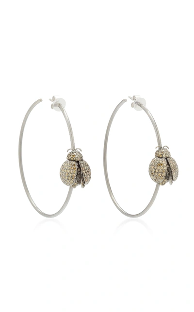 Shop Wendy Yue Ladybug 18k Gold Multi-stone Hoop Earrings