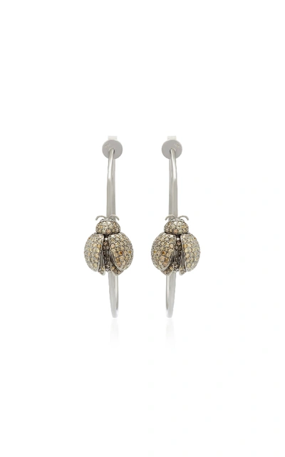 Shop Wendy Yue Ladybug 18k Gold Multi-stone Hoop Earrings