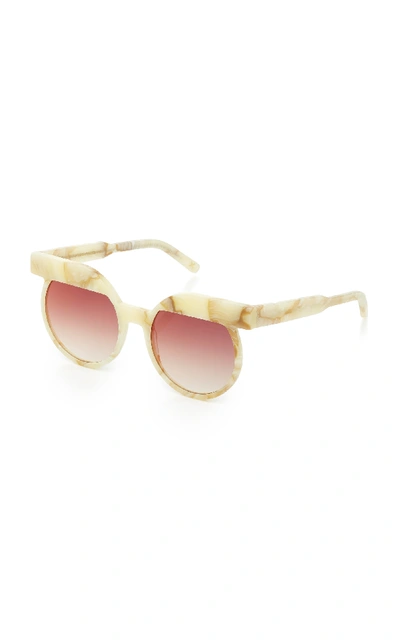 Shop Jplus Classic Tortoiseshell Acetate Sunglasses In White