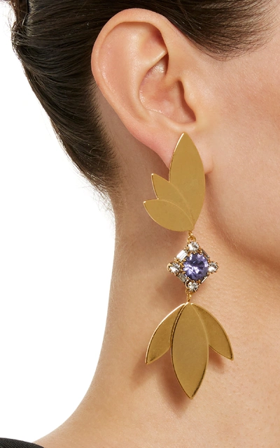 Shop Nicole Romano Fanned Lotus 18k Gold-plated Crystal Earrings