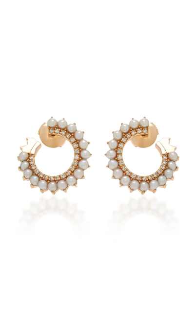 Shop Nouvel Heritage 18k Rose Gold Diamond And Pearl Earrings