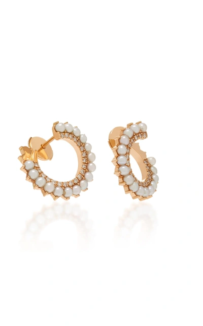 Shop Nouvel Heritage 18k Rose Gold Diamond And Pearl Earrings