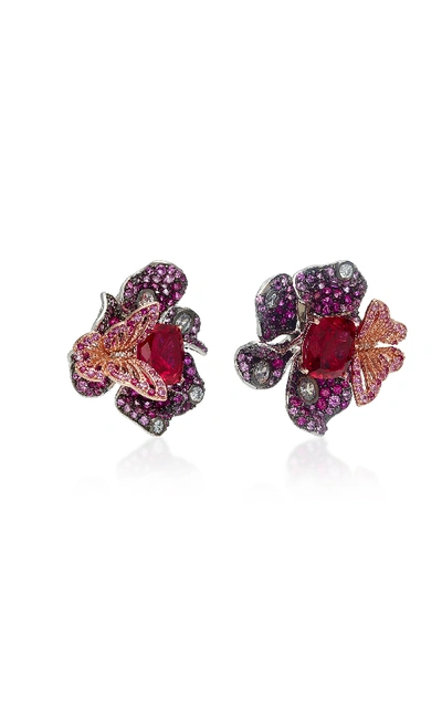 Shop Anabela Chan Exclusive Ruby Peony Earrings In Pink