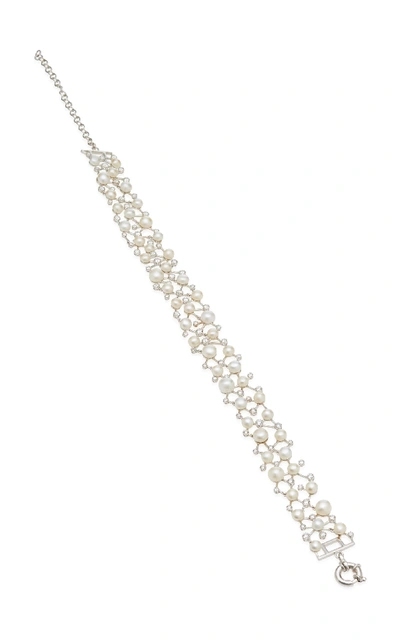 Anabela Chan Constellation 18k White Gold Vermeil Diamond And Pearl Choker In White