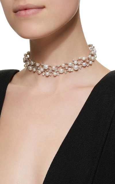 Anabela Chan Constellation 18k White Gold Vermeil Diamond And Pearl Choker In White