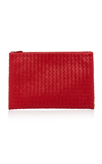 Shop Bottega Veneta Leather Document Case In Red