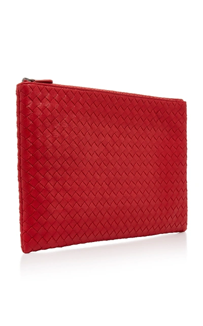 Shop Bottega Veneta Leather Document Case In Red